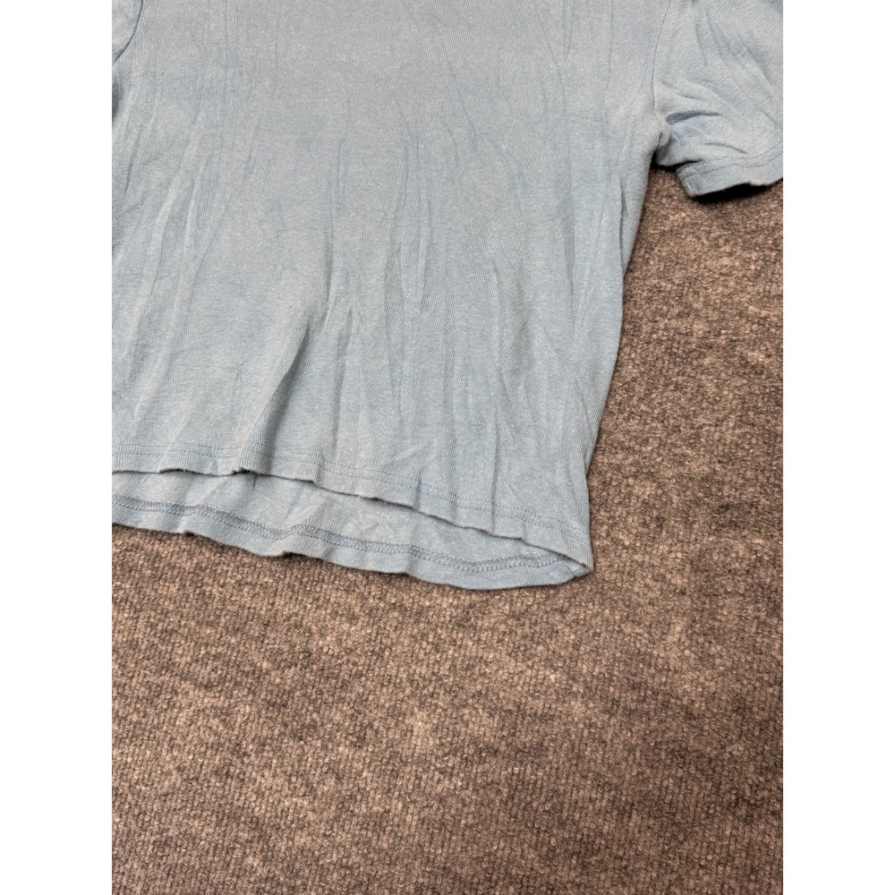 Vintage Nike Baby Tee Light Blue Ribbed Embroidered Script Logo Shirt Womens M - Picture 11 of 11